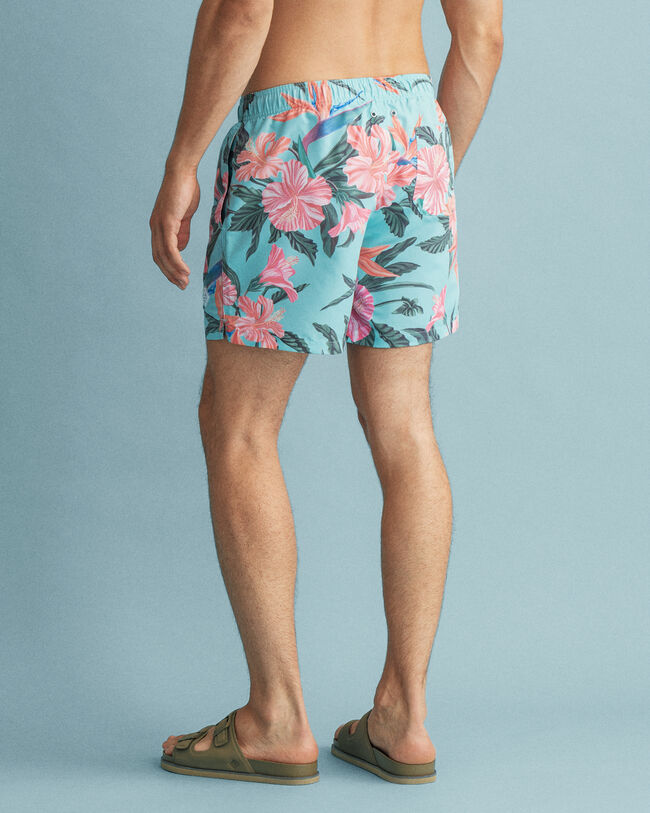 Classic Fit Badeshorts mit tropischem Print