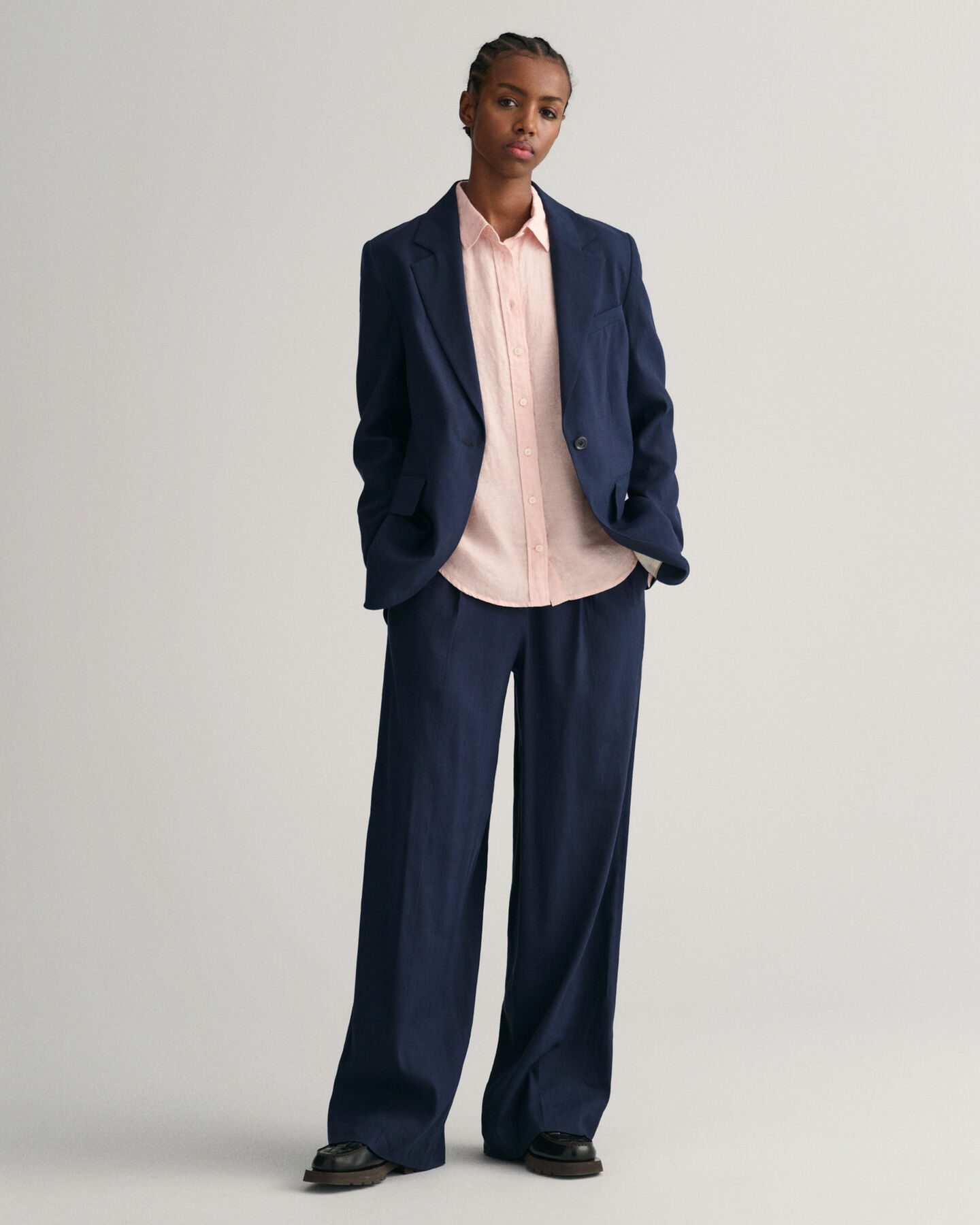 Regular Fit Leinen Chambray Bluse