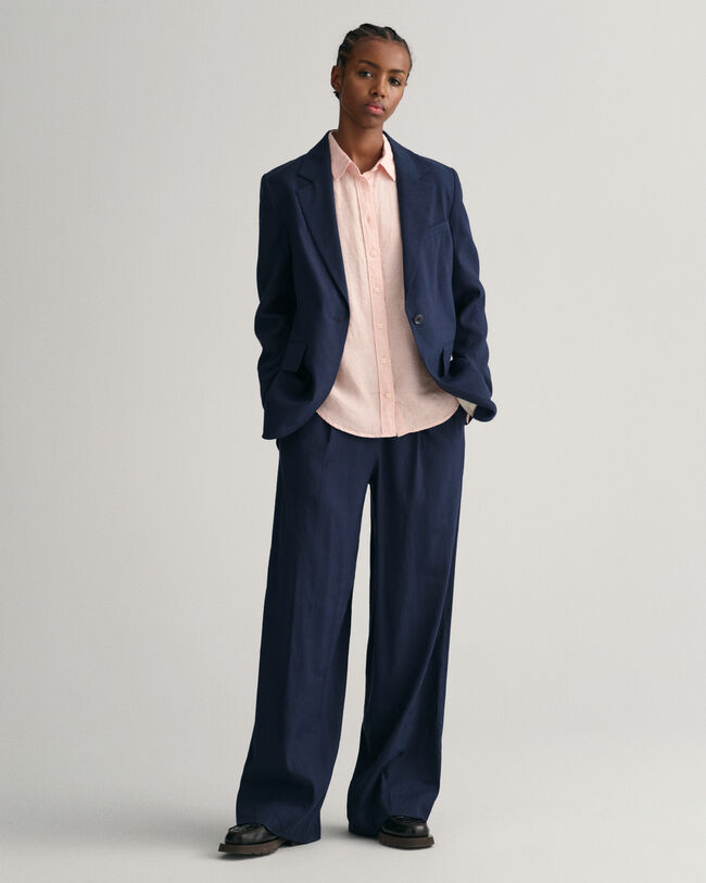 Regular Fit Leinen Chambray Bluse