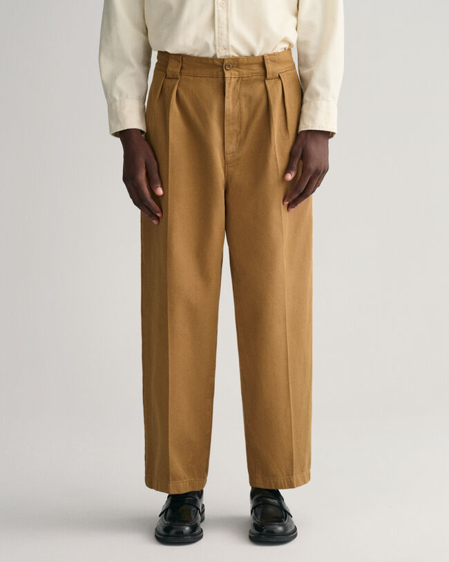 Twill-Chinohose mit B&uuml;gelfalten