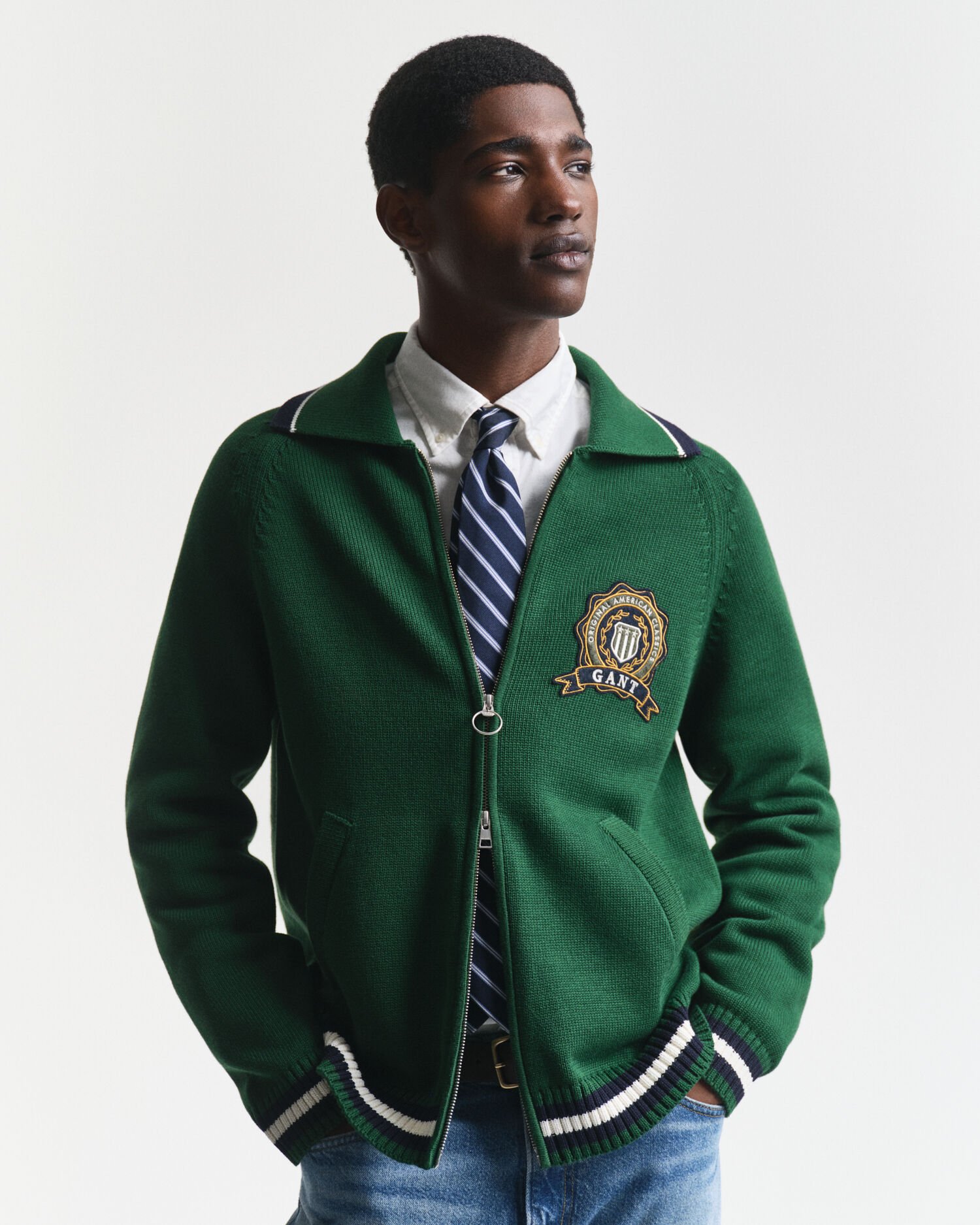 GANT 1949 Graphic Strickjacke mit Reißverschluss