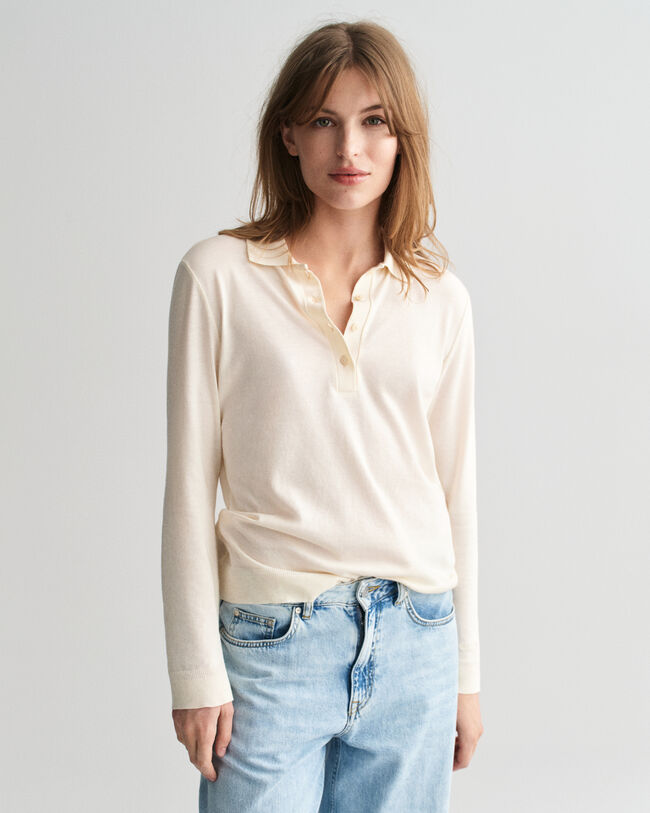 Nahtloses Langarm-Poloshirt