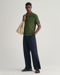 Pointelle Struktur Polopullover