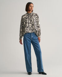 Rollkragenbluse mit Spitzen-Print