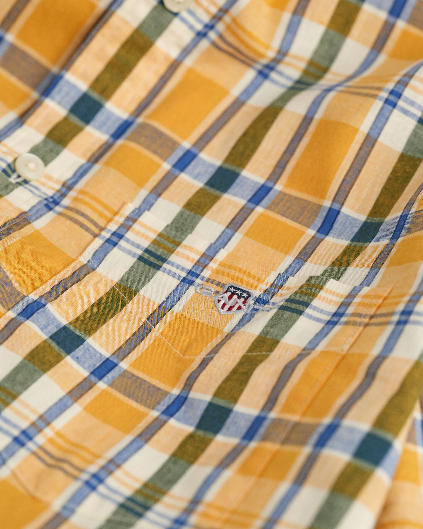 Regular Fit Baumwoll Leinen Kurzarmhemd mit Karomuster