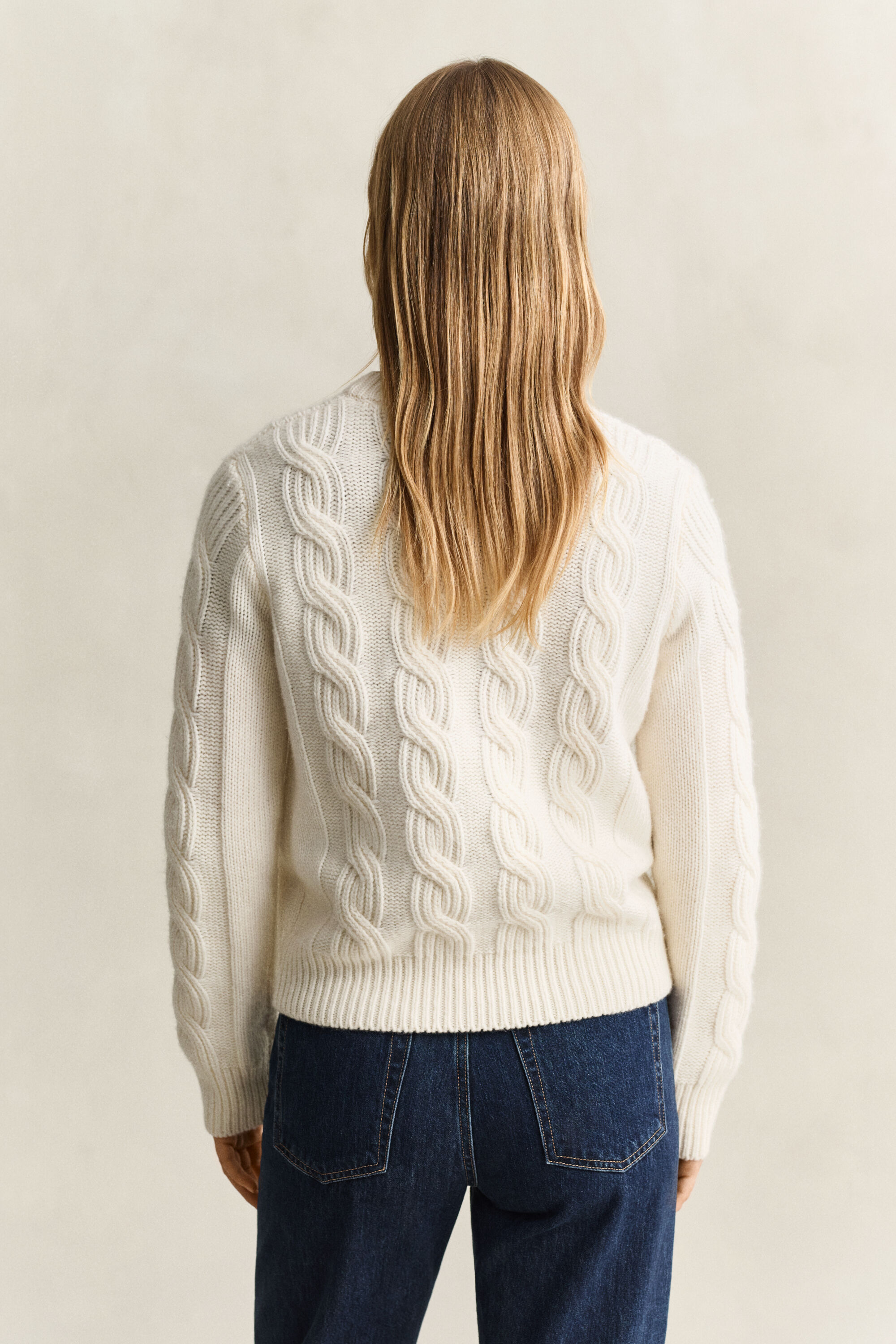Zopfstrickpullover aus Wollmix