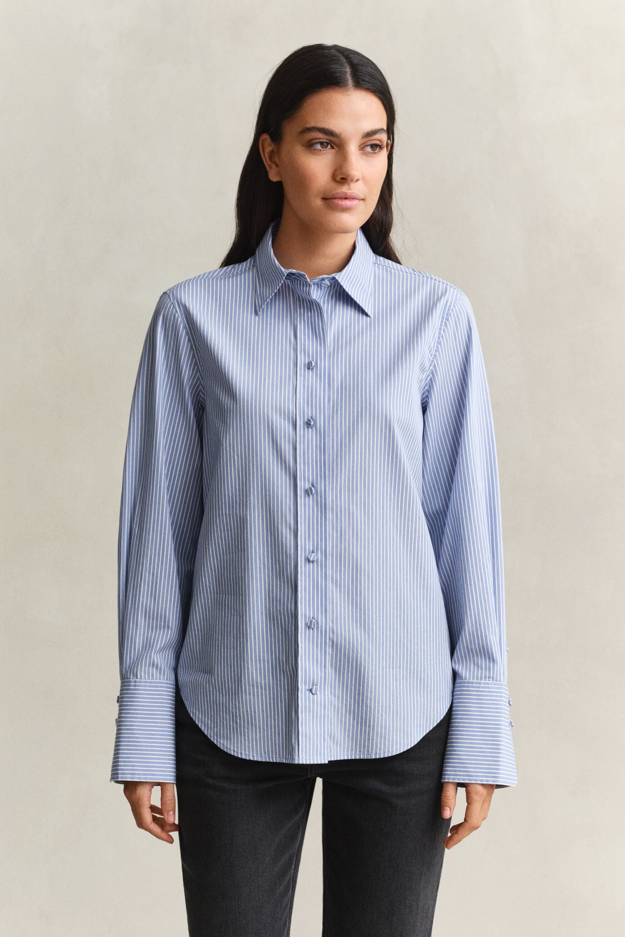 Gestreifte Bluse mit Passe