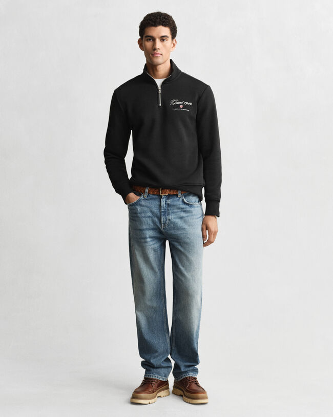 1949 Graphic Sweatshirt mit Rei&szlig;verschlusskragen