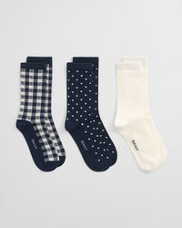 3er-Pack Socken Punkte & Vichy-Karo