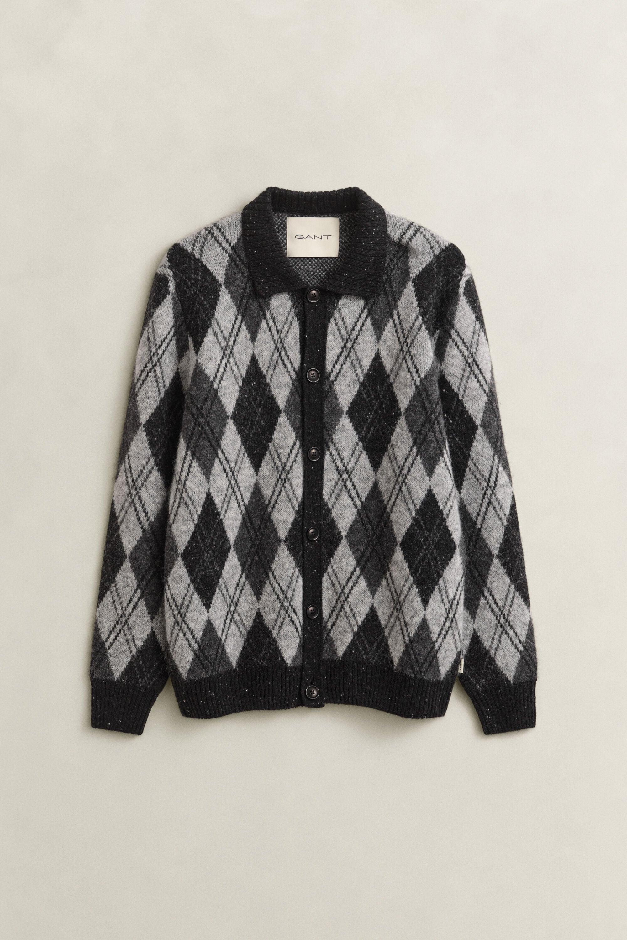 Argyle Polopullover aus Alpakagemisch