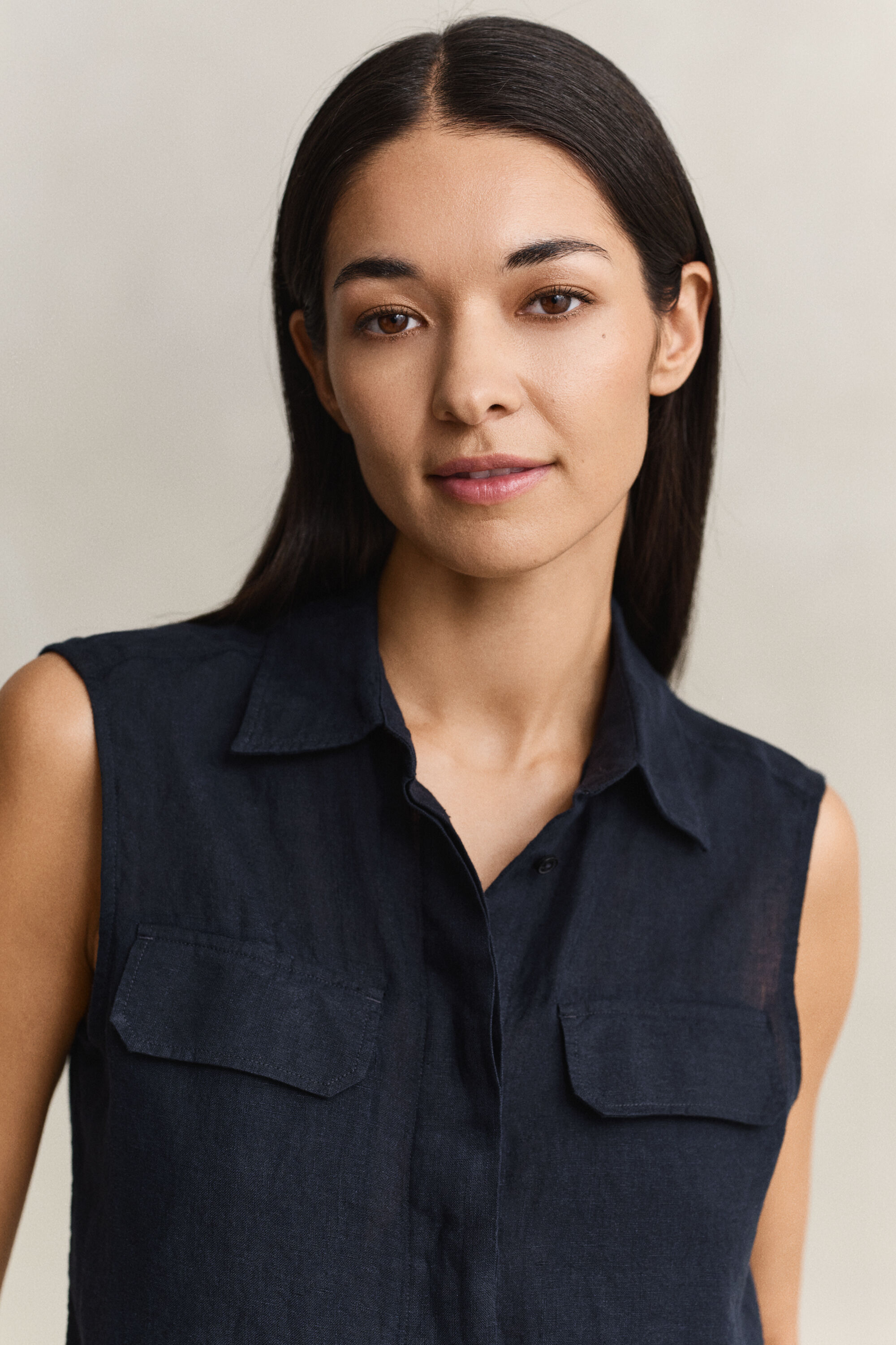 Ärmellose Streifenbluse