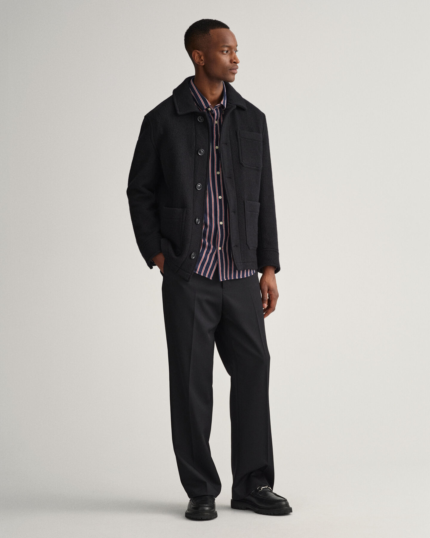 Relaxed Fit Dobby Hemd mit Streifen