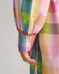 Mehrfarbig kariertes Baumwoll Seiden Kleid