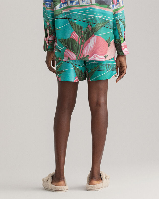 Scenery Print Shorts mit Kordelzug