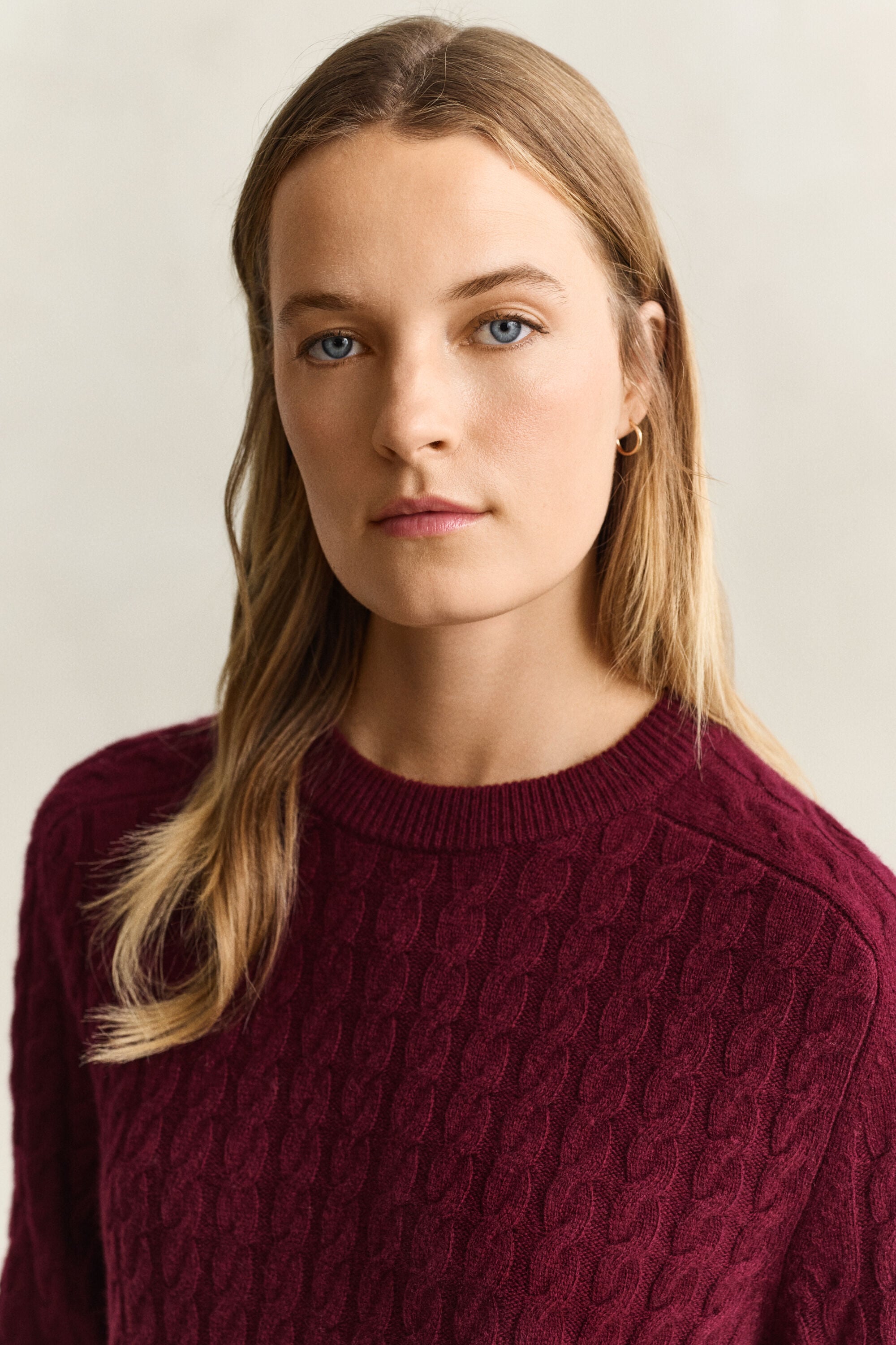 Zopfstrickpullover aus Woll-Kaschmir-Mix