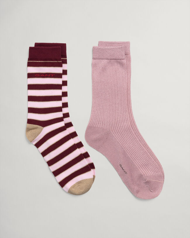 2er-Pack Glitzer Socken mit Streifen