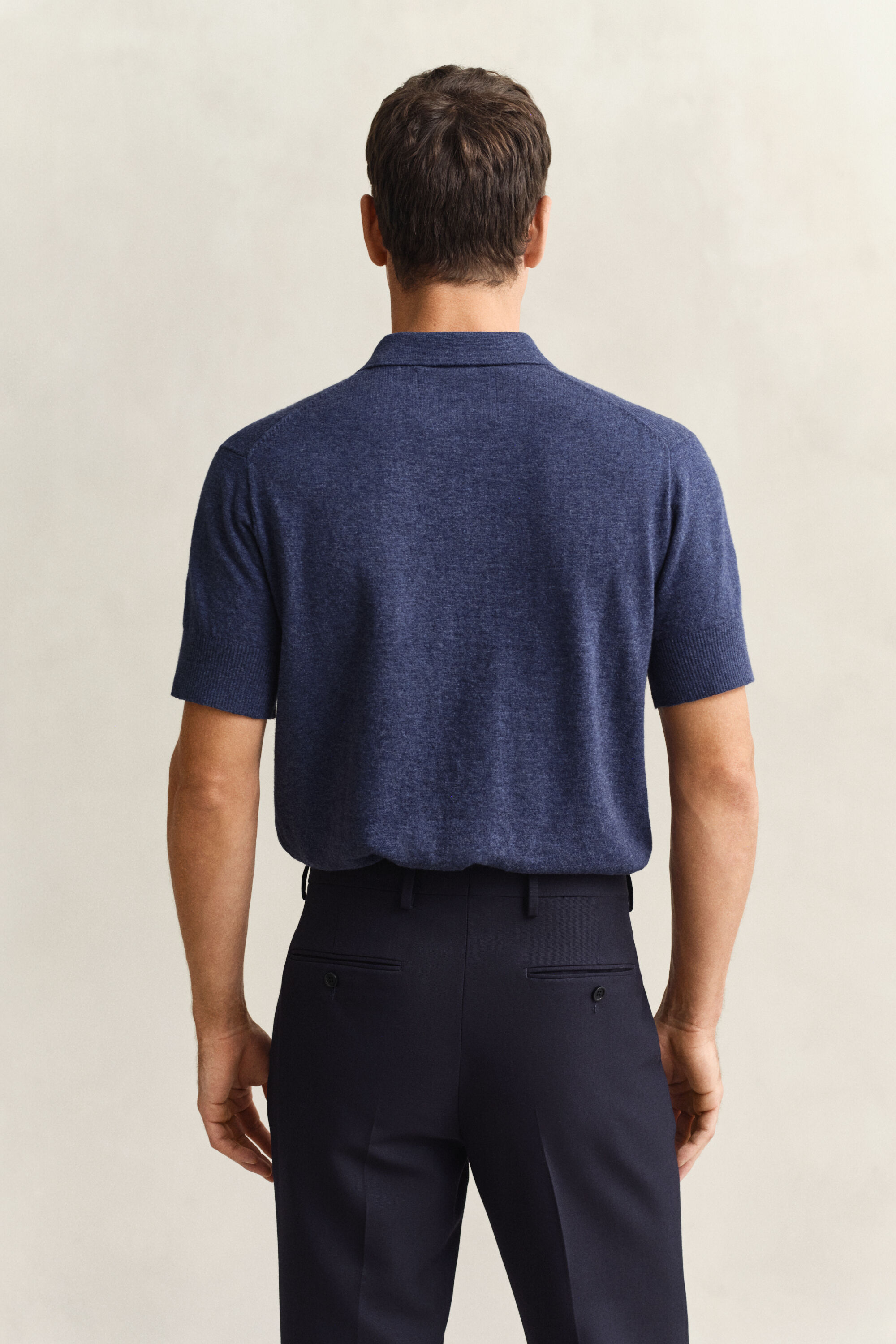 Kurzarm-Polopullover aus Baumwollmix-Flammgarn