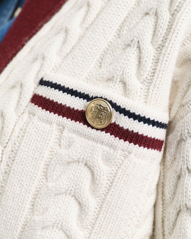 Kontrast Strickjacke mit Zopfmuster