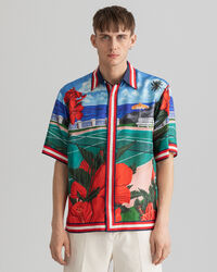 Relaxed Fit Scenery Kurzarmhemd aus Seide