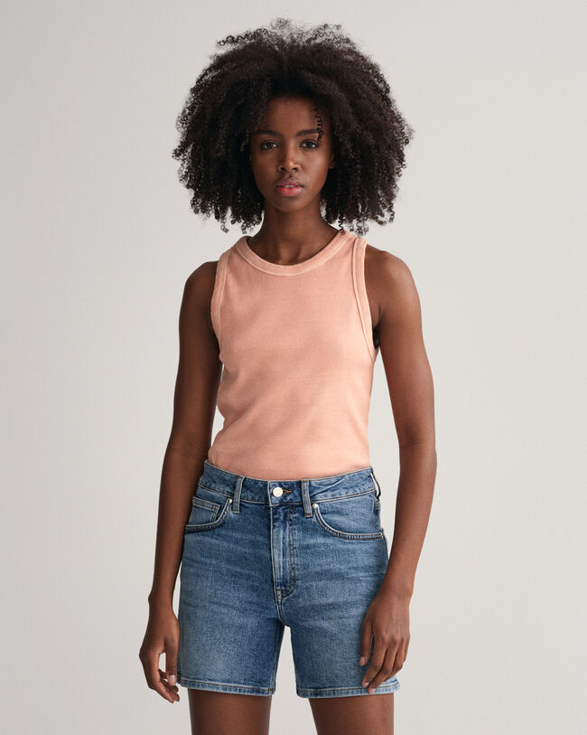 Hochgeschlossenes Sunfaded Ripp Tanktop