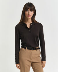 Nahtloses Langarm-Poloshirt mit Knöpfen