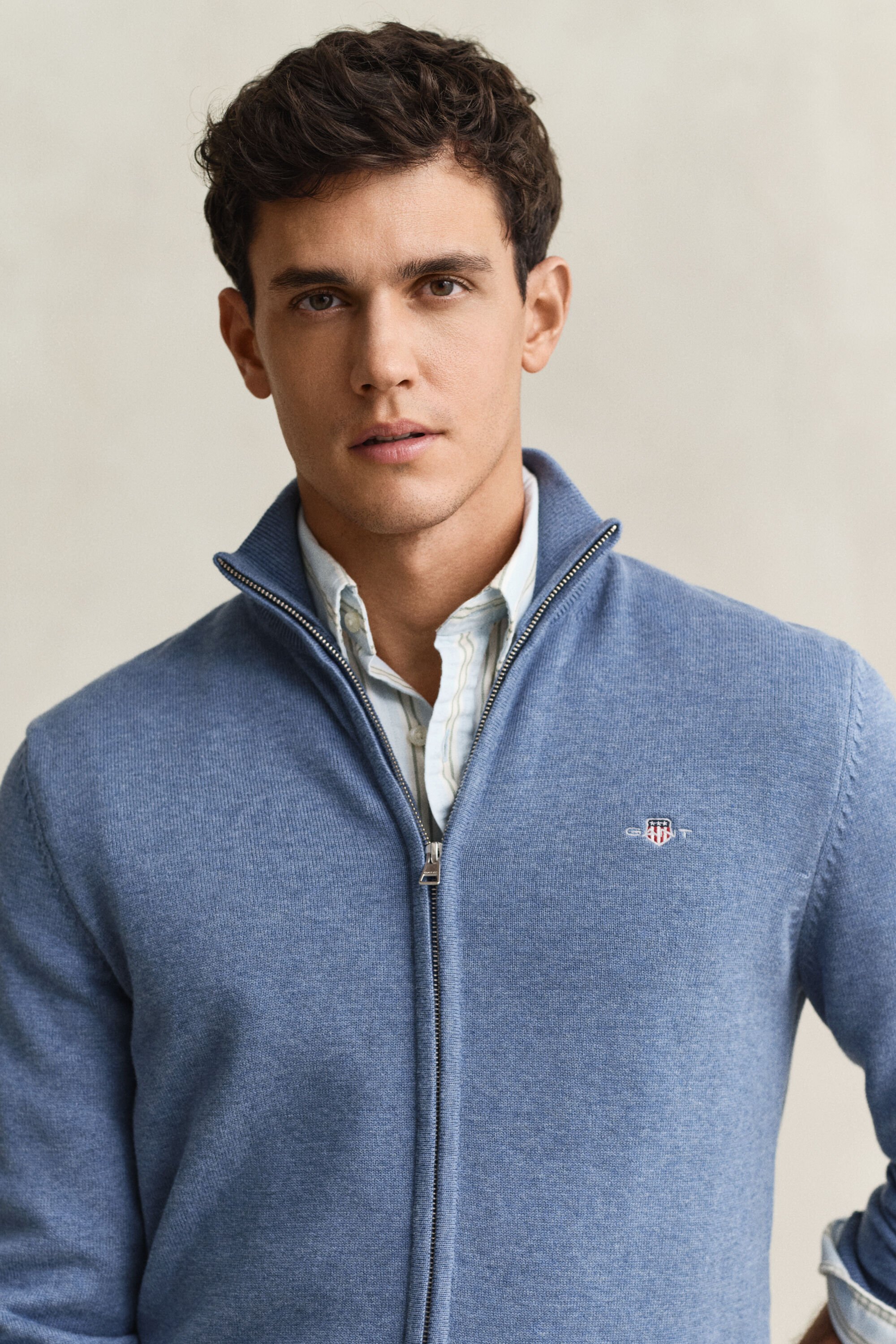 Casual Cotton Strickjacke mit Reißverschluss