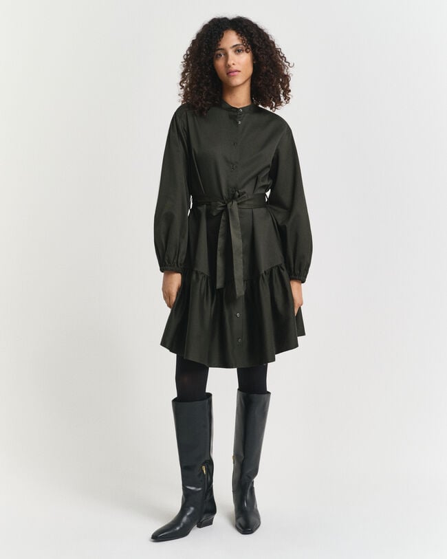 Langärmeliges Kleid aus Baumwollsatin