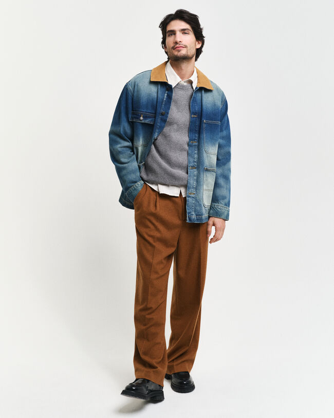 Rundhalspullover aus strukturiertem Wollgemisch