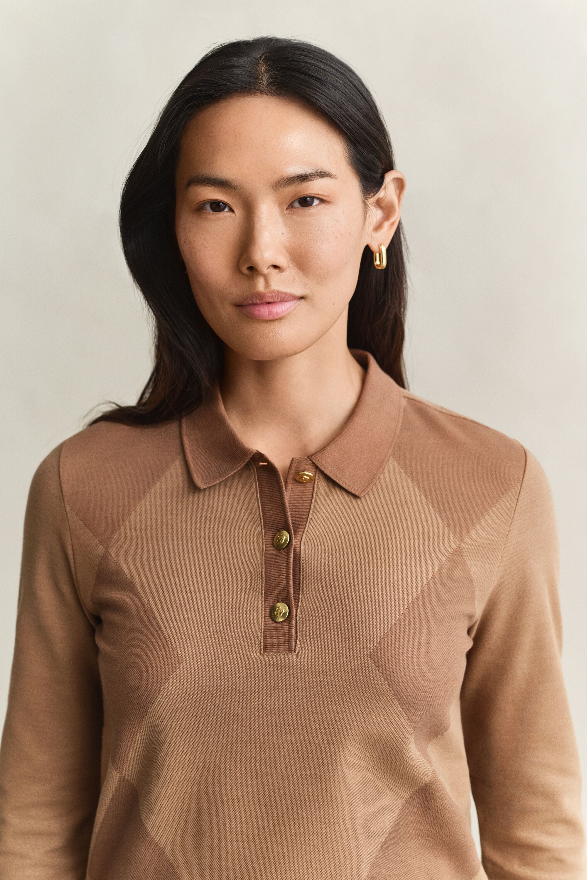 Argyle Langarm-Poloshirt