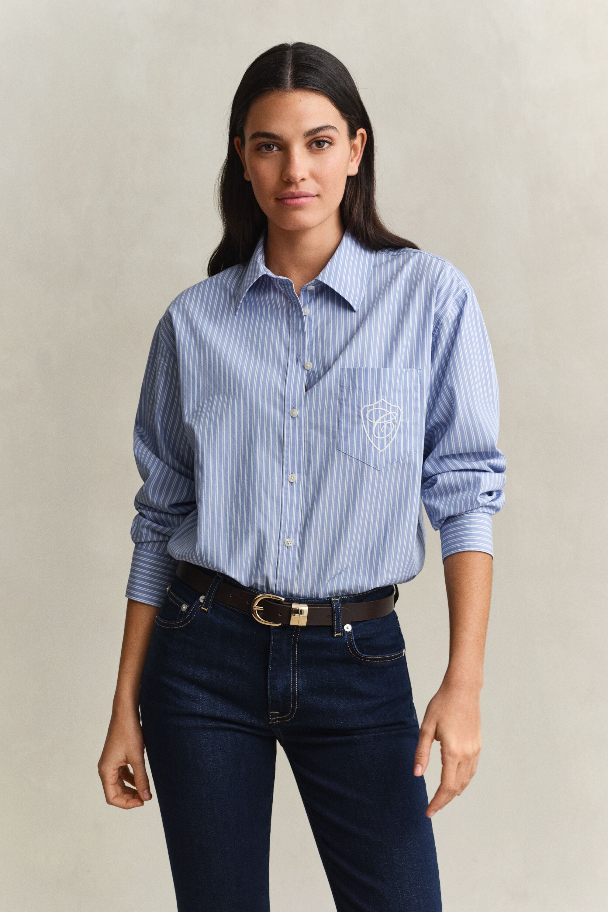 Relaxed Fit Classic Popeline-Bluse mit Streifen