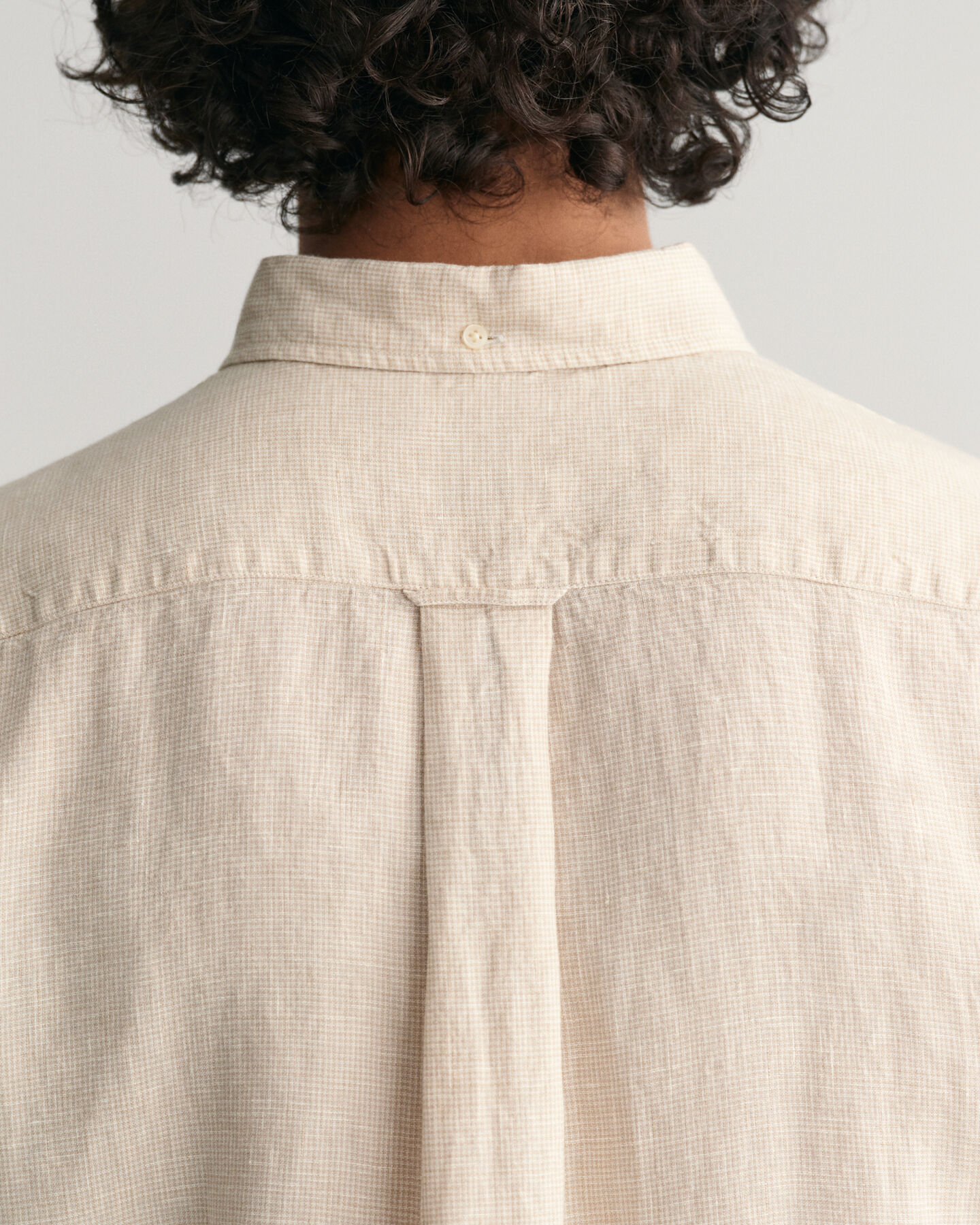 Regular Fit Leinen Kurzarmhemd im Hahnentrittmuster