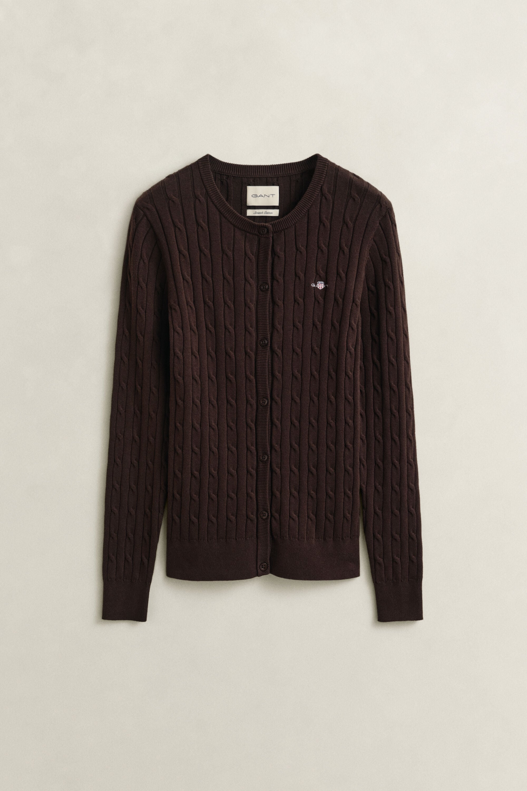 Strickjacke aus Stretch-Baumwolle mit Zopfmuster