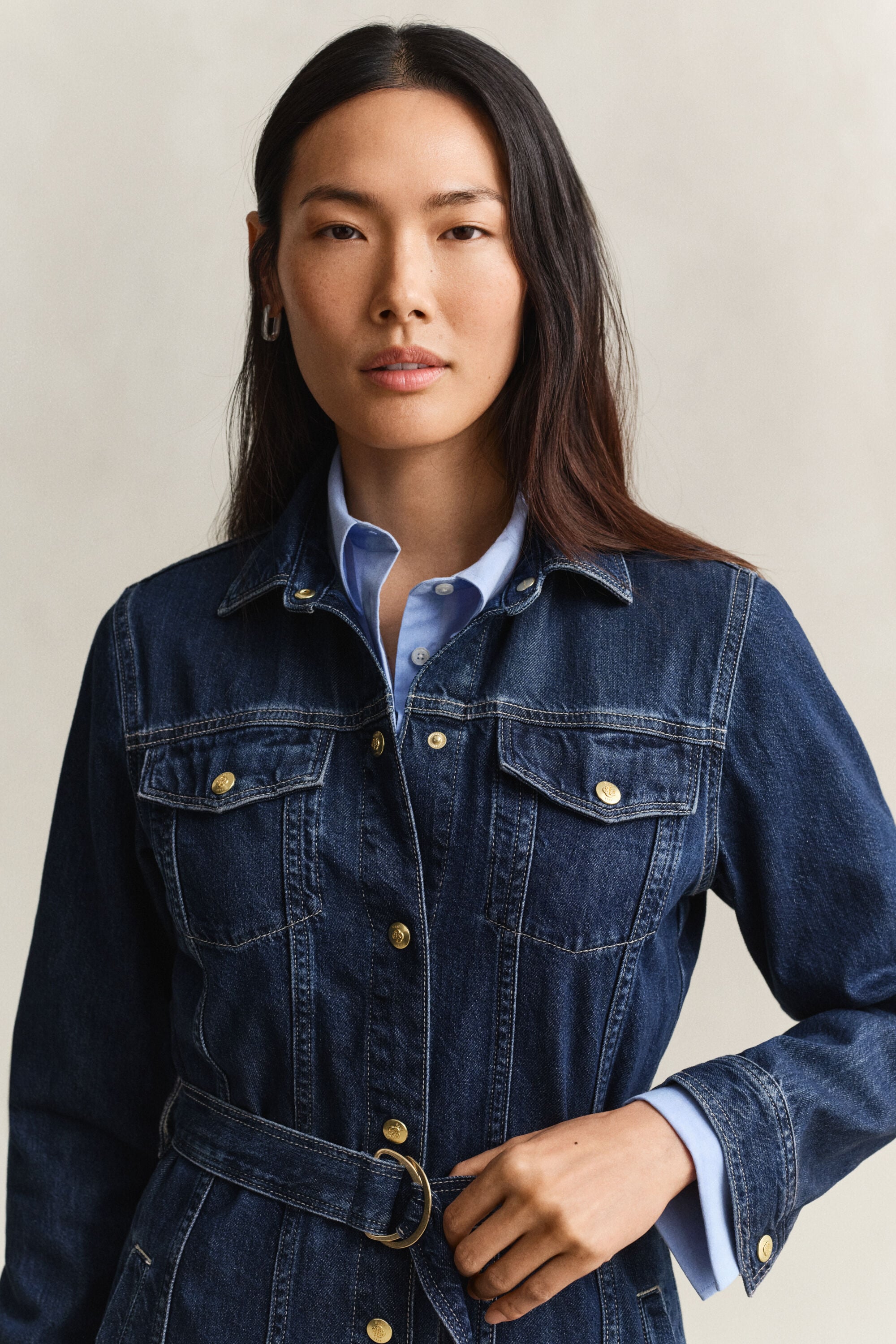 Jeans-Midikleid mit Gürtel