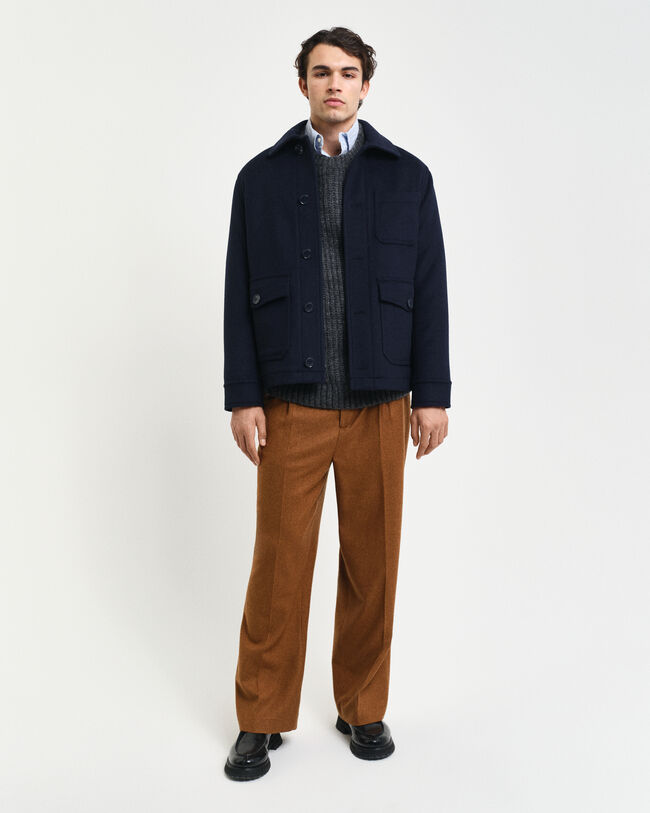 Gerippter Rundhalspullover aus Alpaka-Woll-Gemisch