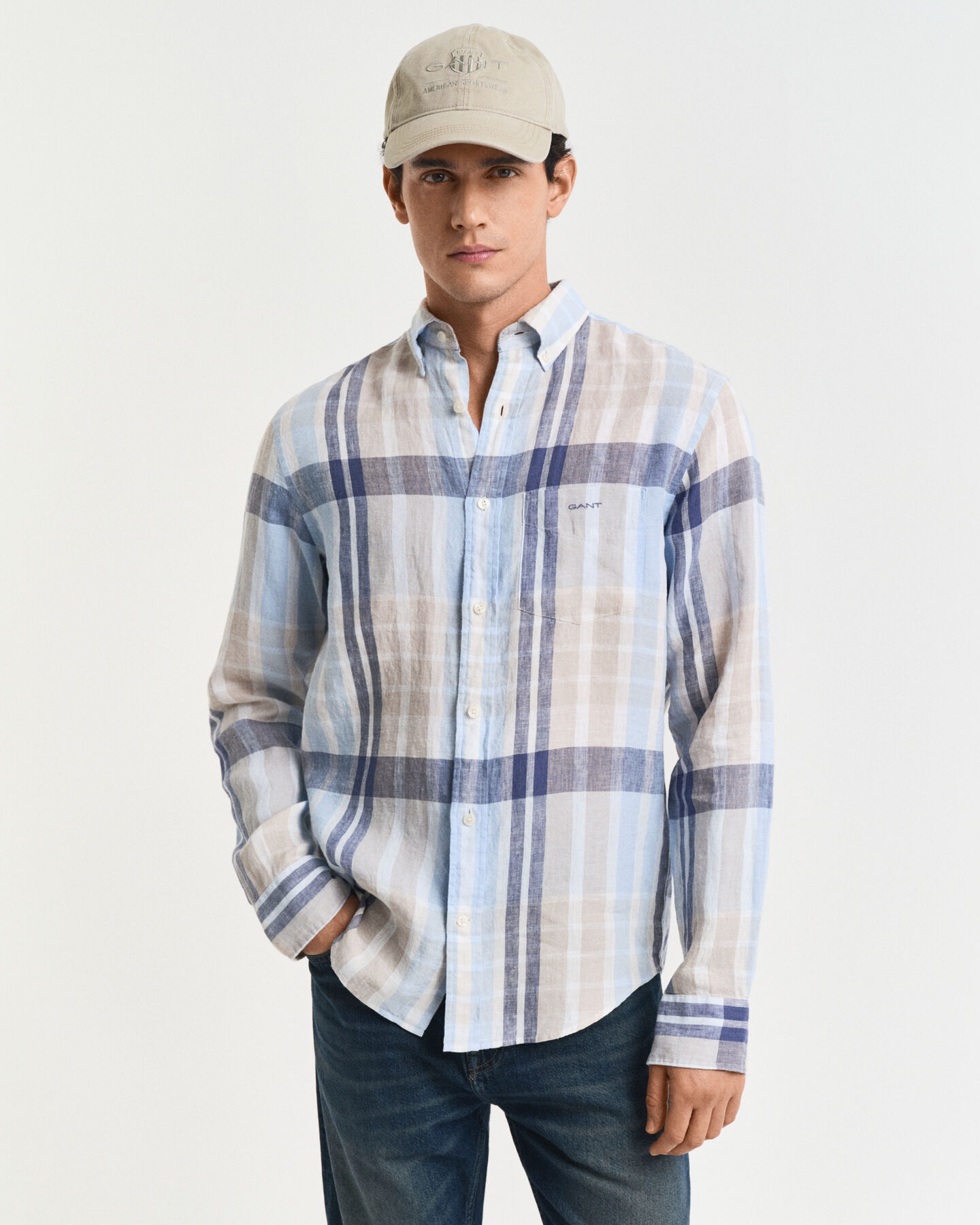 Regular Fit Madras Leinen Hemd