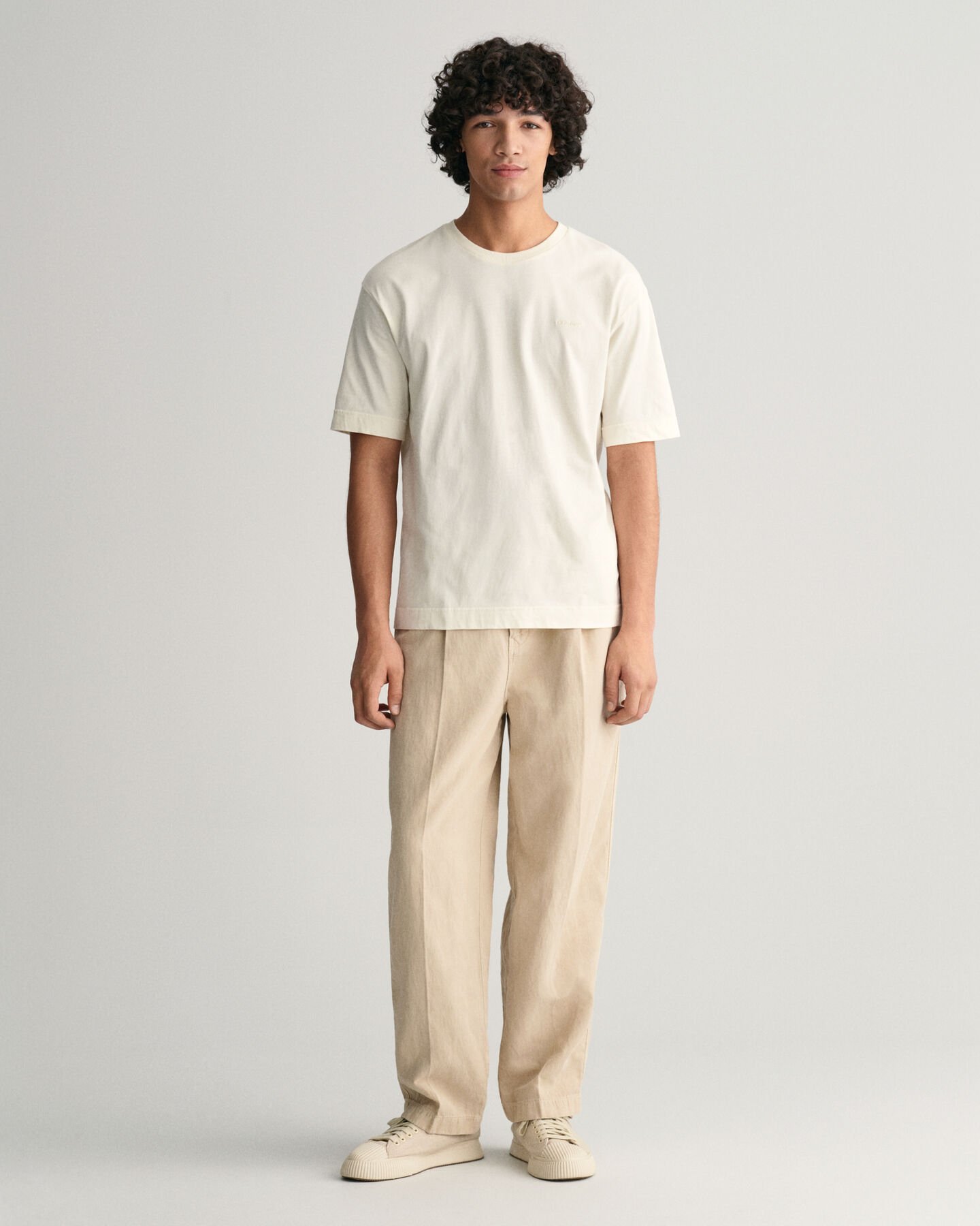 Baumwoll Leinen Chinohose mit Bundfalten