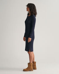 Zopfstrick Rundhalskleid aus Baumwollstretch