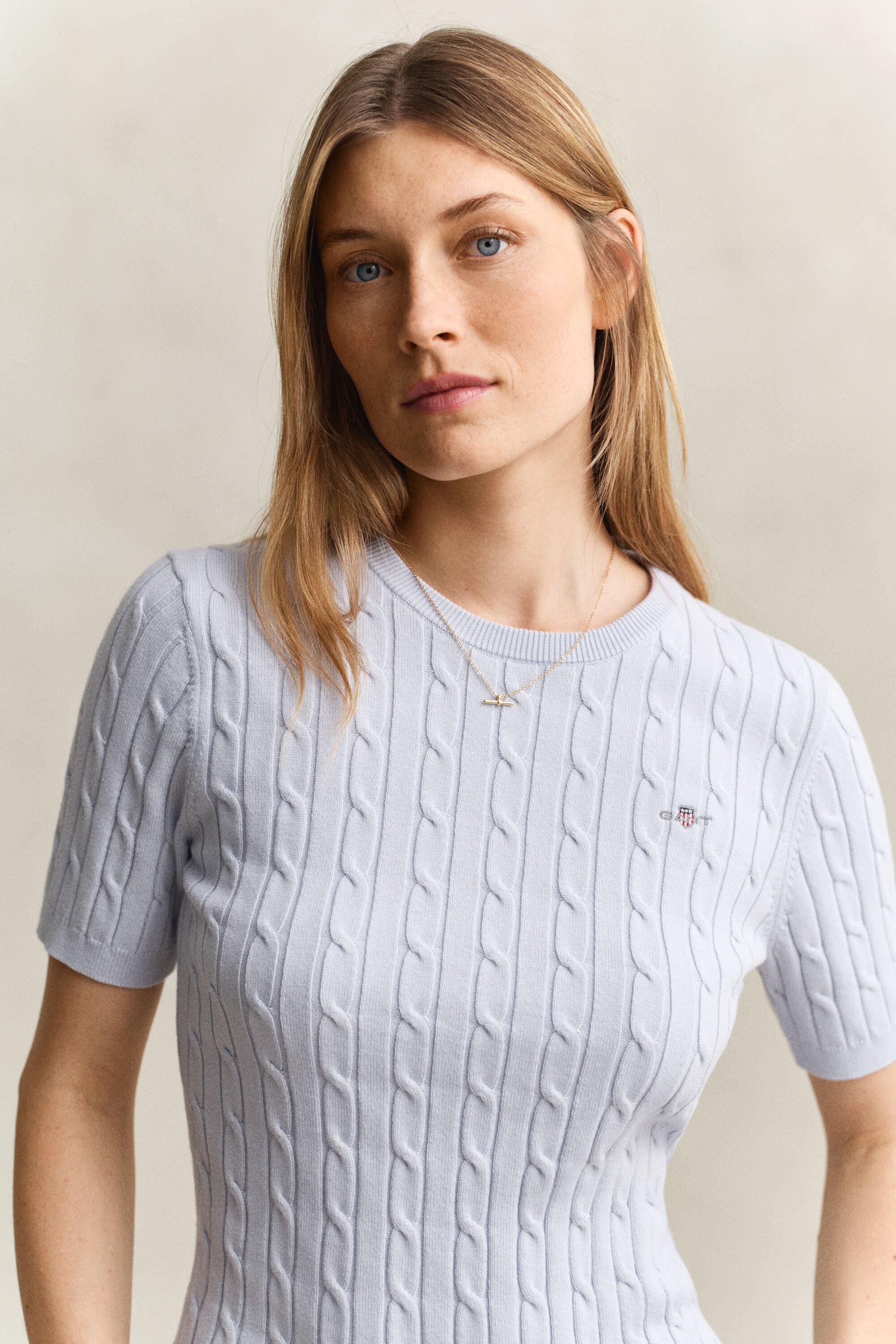 Zopfstrick Kurzarmpullover