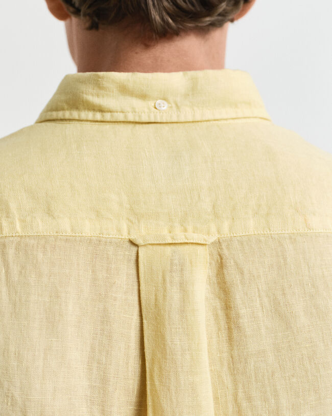 St&uuml;ckgef&auml;rbtes Regular Fit Leinen Kurzarmhemd