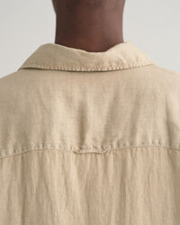 St&uuml;ckgef&auml;rbtes Relaxed Fit Leinen Kurzarmhemd