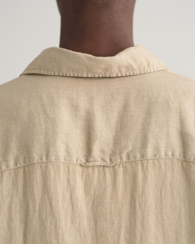 St&uuml;ckgef&auml;rbtes Relaxed Fit Leinen Kurzarmhemd