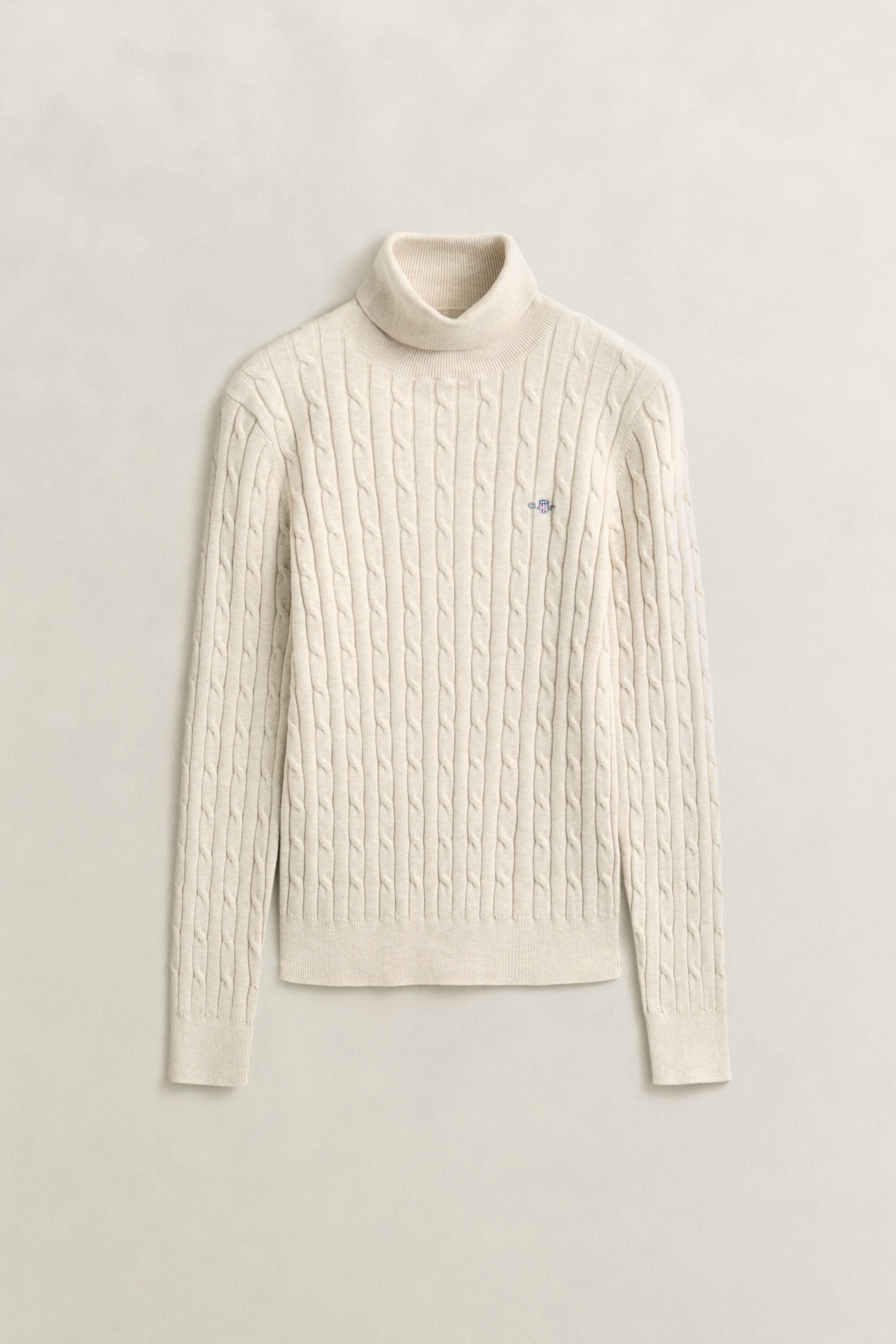 Zopfstrick Rollkragenpullover aus Stretch-Baumwolle