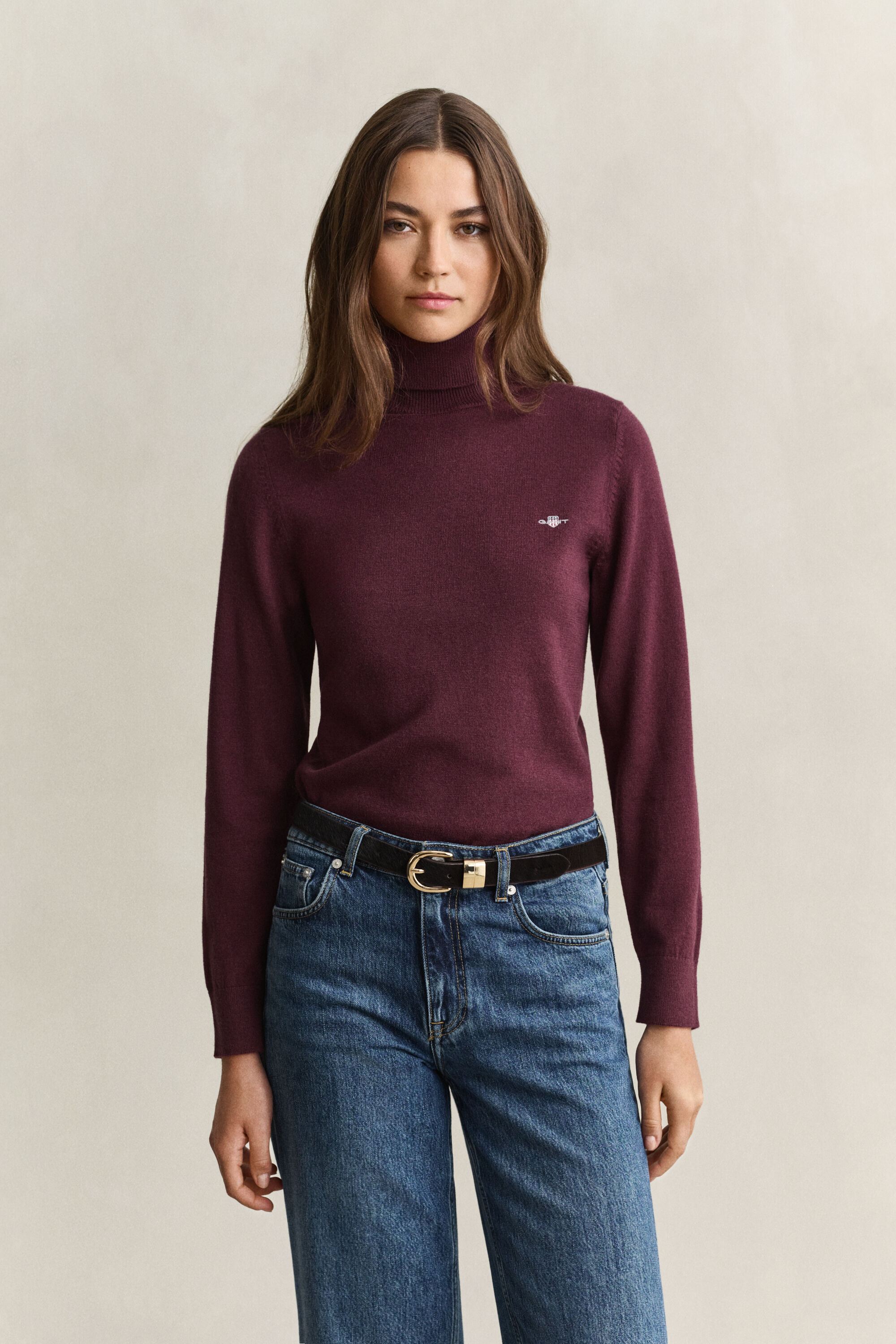Rollkragenpullover aus Wolle und Biobaumwolle
