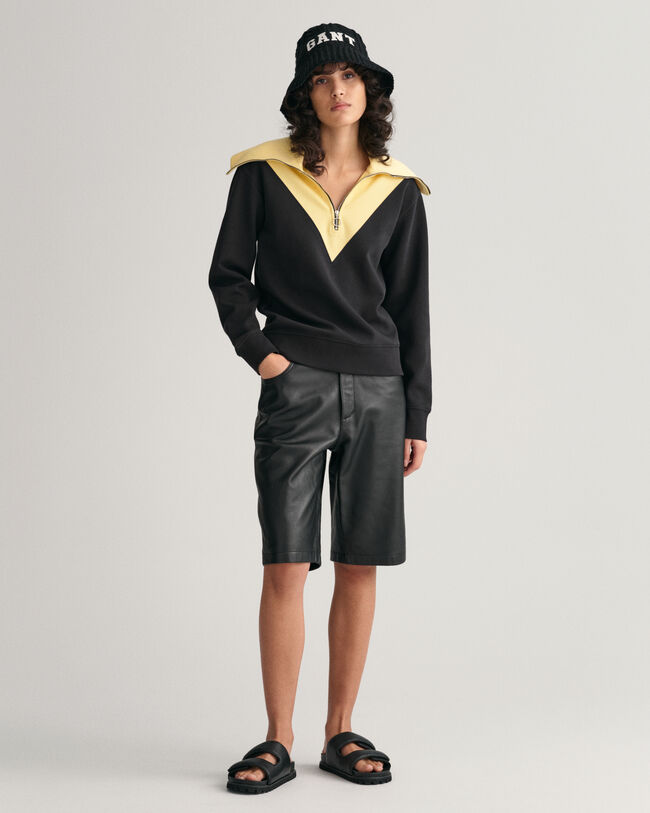 Sweatshirt mit halblangem Rei&szlig;verschluss im Blockfarbendesign