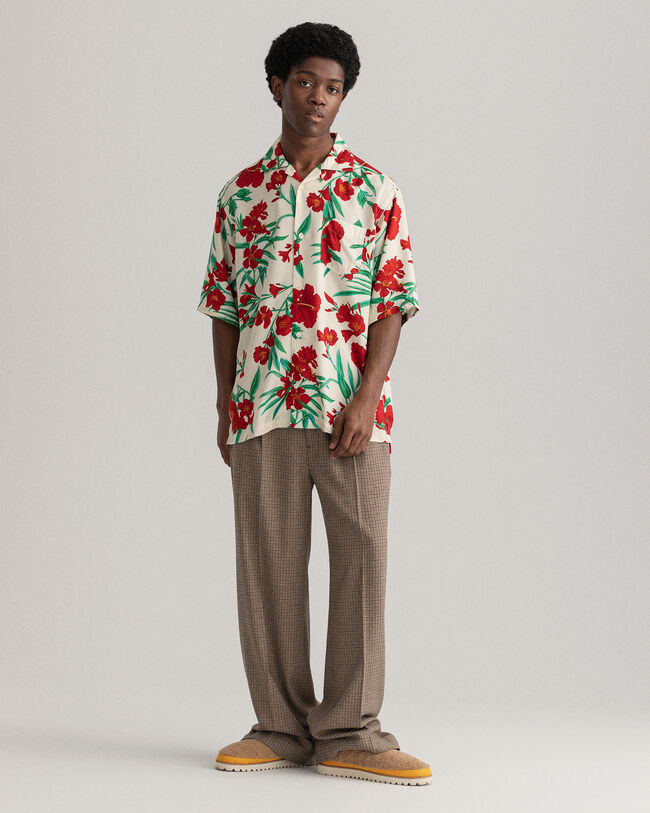 Pure Prep Relaxed Fit Kurzarm-Hemd aus Lyocell mit Blumenprint