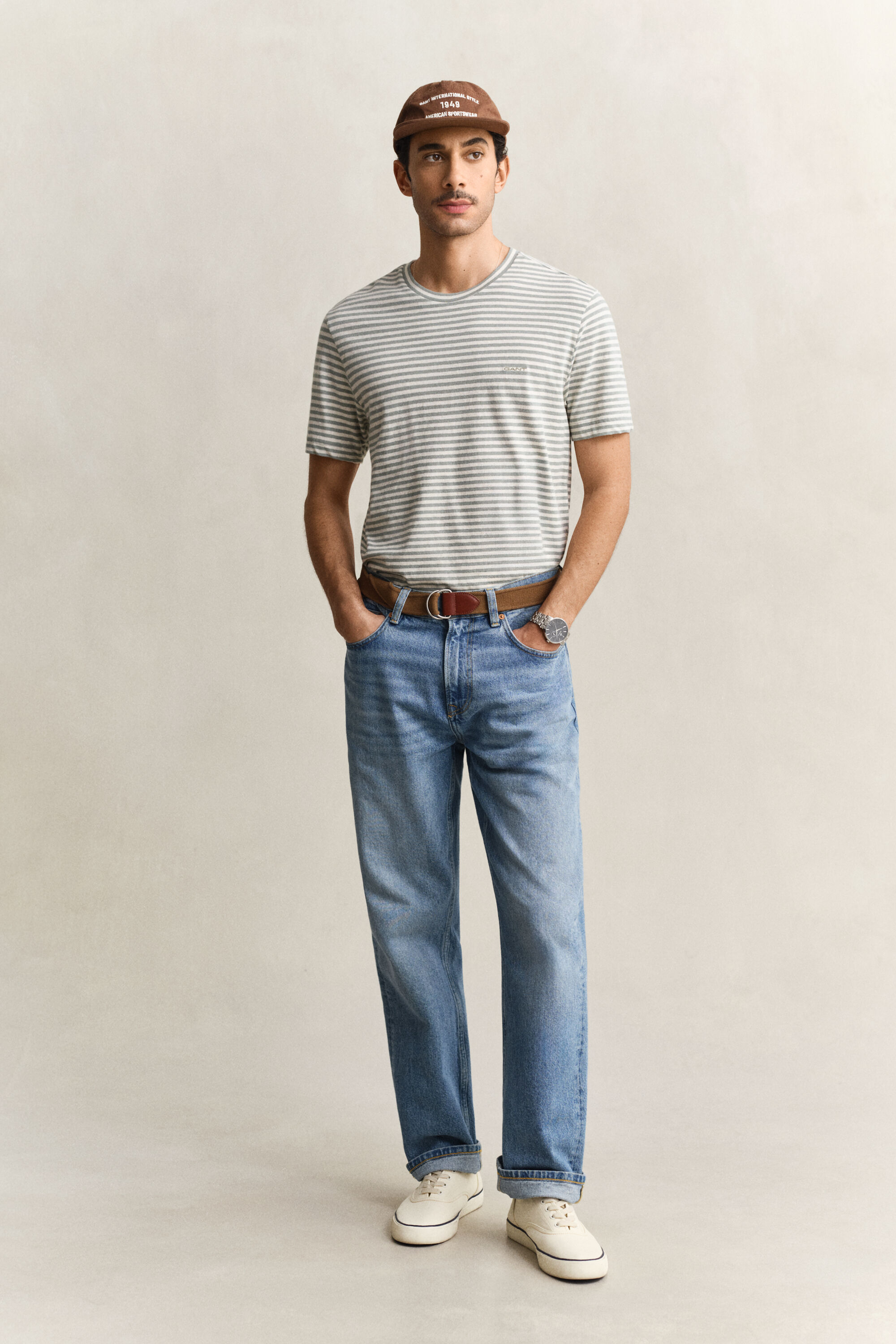 Gestreiftes T-Shirt aus Baumwolle und Leinen