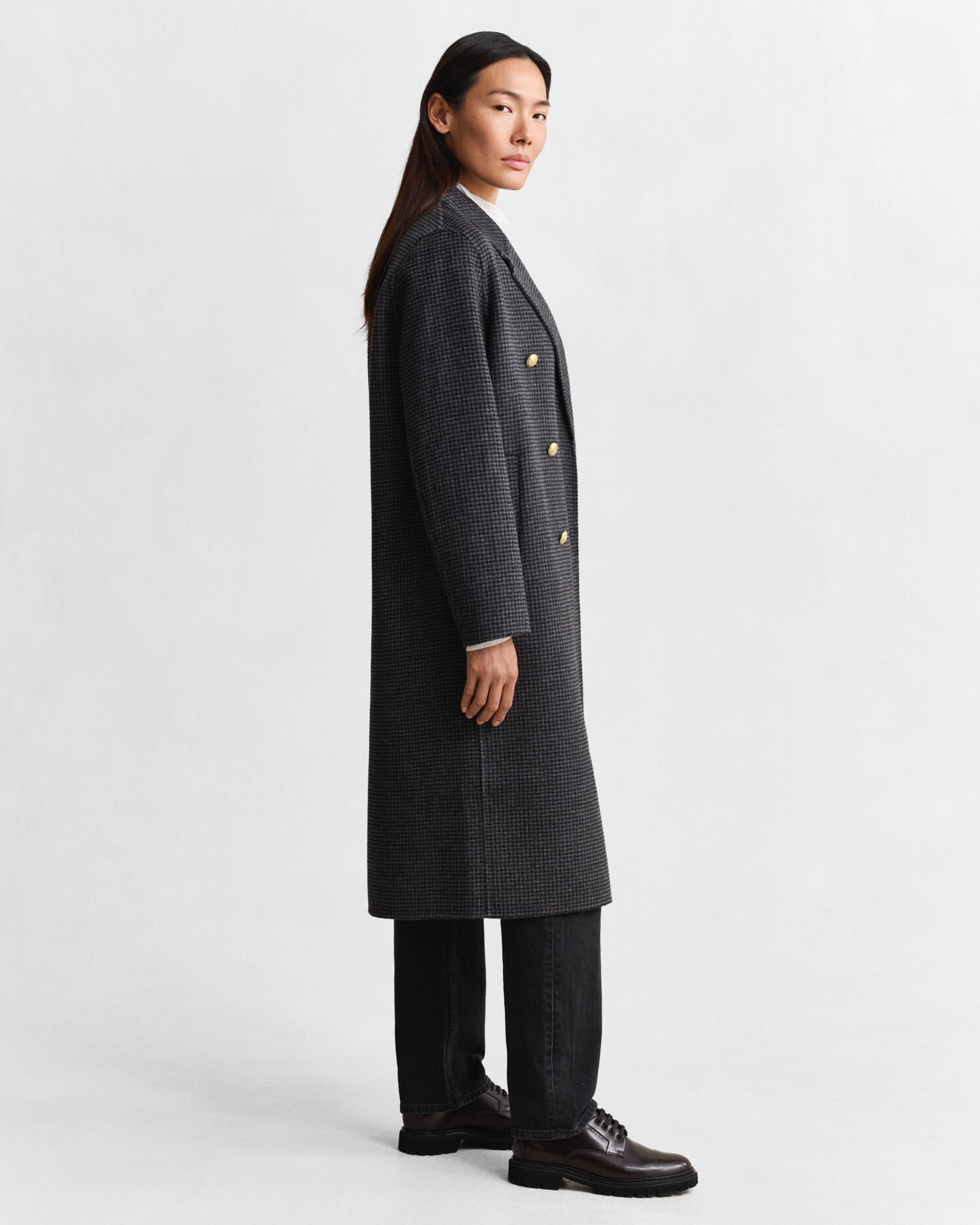 Handgenähter Mantel mit Karomuster