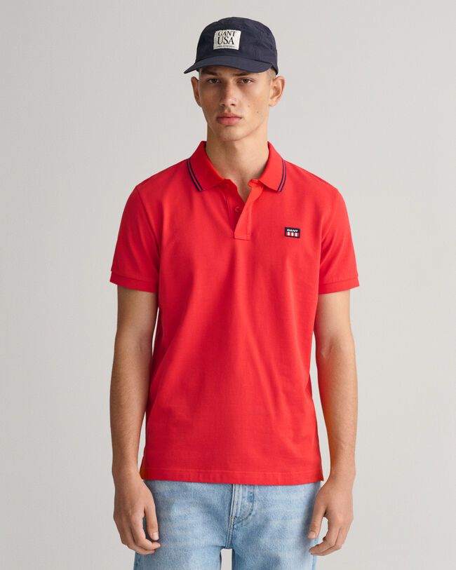 Gestreiftes Piqué Poloshirt mit Kontrastkragen