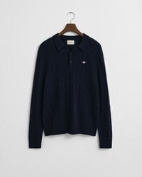 Lambswool Zopfstrick Polopullover