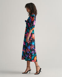Kleid mit Blumen-Print und Ballon&auml;rmeln